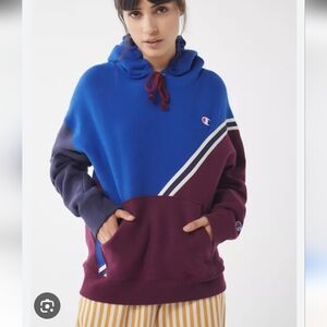 Champion Women's Blue and Purple Colorblock Sweater Champion Reverse Weave Royal